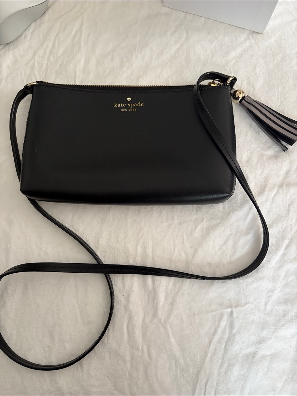 kate spade Black Leather Ivy Street Amy Crossbody with Tassel Accent set read